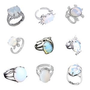 Minimalist Syn.opalite taş yüzük parmak yüzük ayarlanabilir gümüş sıcak satış fantezi Modern kızlar için Vintage resim olarak - Product Image 5