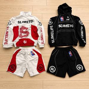 Ensemble deux pièces personnalisé de haute qualité en nylon coupe-vent streetwear avec blocs de couleur, logo personnalisé, survêtement à capuche pour homme - Product Image 3