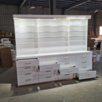 Meuble de salon de manucure de haute qualité, design moderne, couleur blanche, avec éclairage LED, support à vernis à ongles sur pied avec tiroirs
