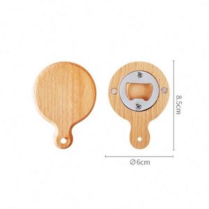 Abridor de Botellas de Cerveza de Madera de Haya Natural, Mini Abridor de Botellas de Madera Portátil con Imán - Product Image 4