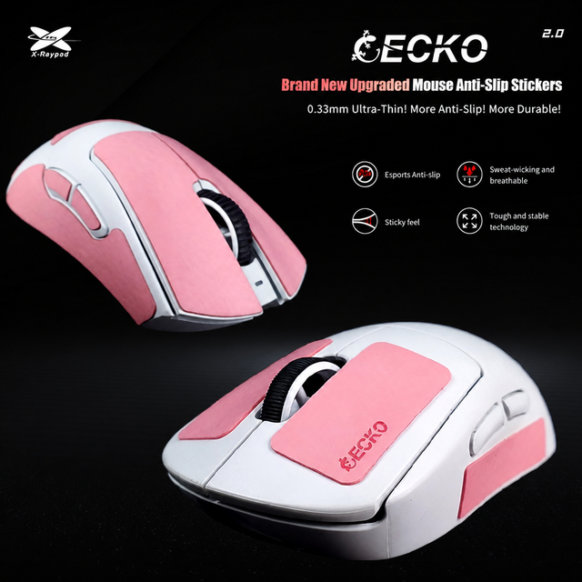 X-Raypad Gecko 2.0 Ultra Thin PU Sticky Feel Sweat Absorbing Residue Free Non Deforming Universal Gaming Mouse Grip Tape