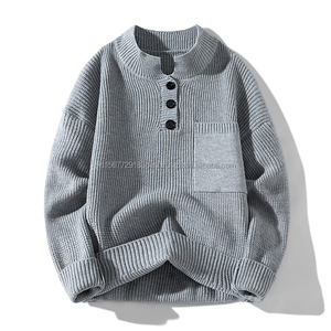 Suéter de Punto con Cuello Medio Alto y Botones, Estilo 2026, Otoño Invierno, para Hombre, Combinable con Todo - Product Image 5