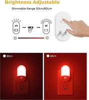 Lampu Malam Sensor Gerak LOHAS Merah, Lampu Malam Plug-in untuk Anak-anak, Lampu LED Merah 0.6W dengan Sensor Gerak untuk Kamar Tidur