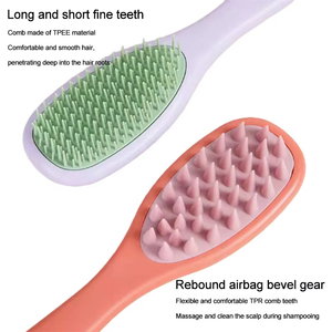 Cepillo de Silicona Multifuncional de Doble Diente y Mango Largo para Champú, Peine Limpiador y Masajeador para Baño, con Logotipo Personalizado - Product Image 3