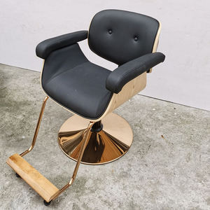 Fauteuil de Barbier Gris Foncé Pivotant en Cuir PU avec Base Métallique pour Salon de Coiffure et Studio de Beauté - Product Image 4