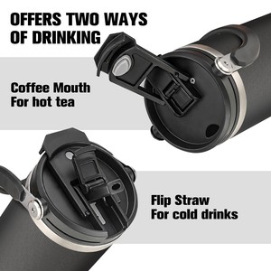 Tasse en acier inoxydable isolée réutilisable de 40oz avec logo personnalisé à quantité minimale de commande bas gobelet isolé avec pailles à rabat - Product Image 3