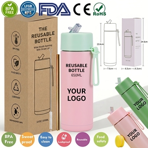 Gobelet <span class=keywords><strong>personnalisé</strong></span> 20oz OEM&ODM bicolore en acier inoxydable 304 avec poignée et paille, compatible lave-vaisselle, double paroi, esthétique, sans BPA - Product Image 1