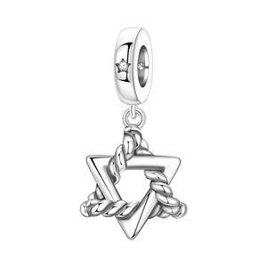 Colgante de estrella de seis puntas de cobre blanco, joyería de pulsera DIY de alta gama, accesorio para niñas - Product Image 1