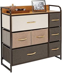 Organizador vertical de madera con marco de acero alto al por mayor, 7 cajones de tela extraíbles plegables, gran organizador de oficina, torre de almacenamiento - Product Image 4