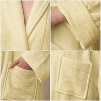 Peignoir unisexe en coton à col kimono, jaune clair, doux et chaud, idéal pour un coffret cadeau et après le bain, taille unique