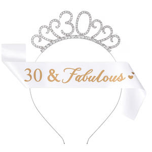 Conjunto de faja y tiara de fiesta de <span class=keywords><strong>cumpleaños</strong></span> de plata 50 Decoraciones de <span class=keywords><strong>cumpleaños</strong></span> Regalos para mujeres - Product Image 3