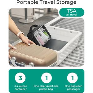 Borsa da toilette trasparente con apertura di grandi dimensioni da Quart approvata da TSA borsa per il trucco con cerniera doppia custodia per accessori cosmetici - Product Image 6