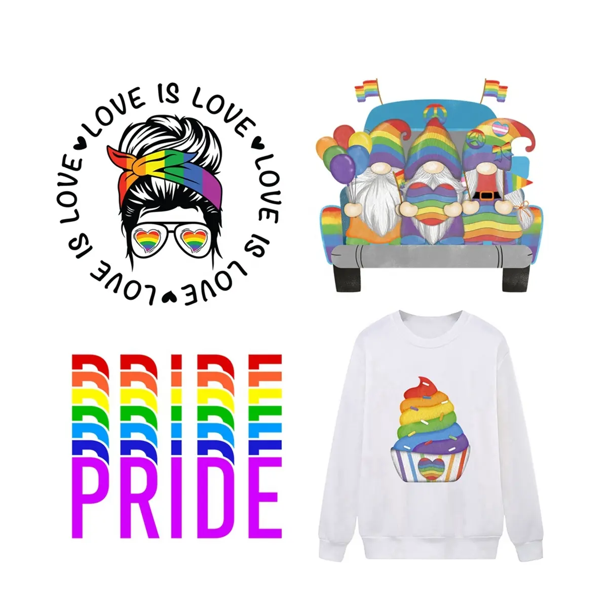 Nuevo Mes del Orgullo Gay Love Iron On DTF Print Transferencia de calor Pegatinas de vinilo Diseños de transferencia DTF para camisetas