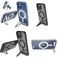 Casing Ponsel Magnetik Kristal dengan Holder untuk iPhone 16 Pro Max 17 Air 15 14 13 12 Plus 11 Stand Case Aksesoris Ponsel