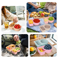 Boîte à assaisonnements carrée à double compartiment, portable, résistante à la chaleur, en silicone de qualité alimentaire, sans BPA, écologique, étanche, pour conserver la fraîcheur