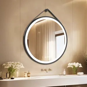 กระจกโต๊ะเครื่องแป้ง LED หรี่แสงได้ติดผนังพร้อม<span class=keywords><strong>สาย</strong></span>หนังปรับอุณหภูมิได้3สี & คุณสมบัติกันฝ้า - Product Image 2