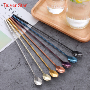 Cuillère à bar en acier inoxydable avec logo personnalisé, manche long, outil de mélange pour vin et cocktails, <span class=keywords><strong>accessoire</strong></span> métallique - Product Image 2