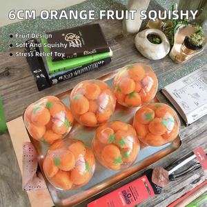 Orange TPR Squishy <b>Ball</b> Fruit Filled <b>Squeeze</b> Toy Handmade Sound Making Stress Relief Fidget Toy - Product Image 2