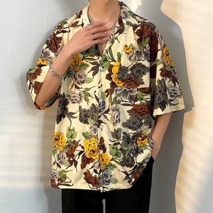 Chemise Hawaïenne Unisexe à Manches Courtes en Tissu Glacé <span class=keywords><strong>pour</strong></span> l'Été, Motif Floral, Idéale <span class=keywords><strong>pour</strong></span> les Vacances (Dropshipping) - Product Image 3