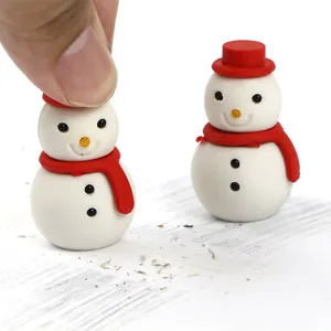 Creative Christmas Ball Erasers Cute Snowman Mini Erasers Student