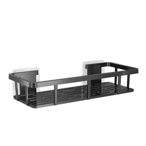 Étagère murale noire à 2 niveaux pour salle de bain, sans perçage, pour articles de toilette et brosses à dents, sélection intelligente - Product Image 4
