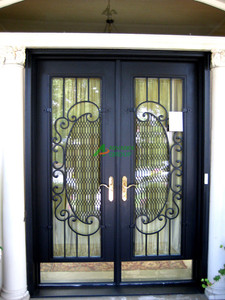 Porte <span class=keywords><strong>d</strong></span>'<span class=keywords><strong>entrée</strong></span> en fer forgé Modèle en verre à ouverture forgé solide avec écran Porte <span class=keywords><strong>d</strong></span>'<span class=keywords><strong>entrée</strong></span> en fer forgé - Product Image 4