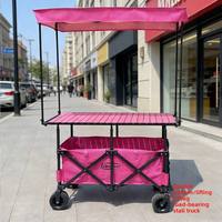 Chariot de Jardin Pliant Multifonctionnel en Métal Grande Capacité avec Poignée Télescopique pour Pique-nique, Courses et Transport Tout-Terrain
