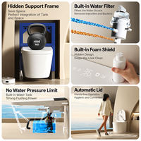 WC intelligent mural dissimulé avec couvercle automatique, siphon de drainage à siphon en P, chasse d'eau à jet, siège chauffant en céramique pour salle de bain et maison