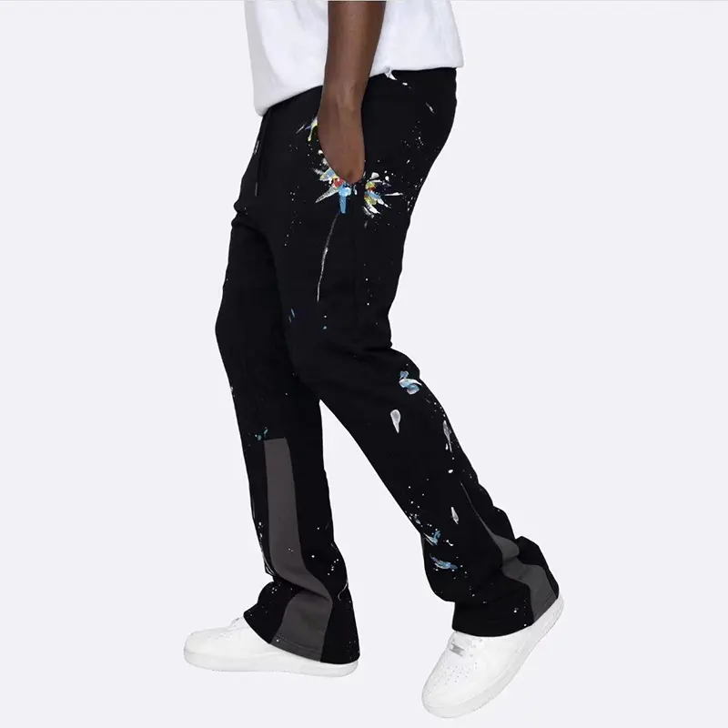 Streetwear Hersteller Custom Track Pants Paint Splatter Flare Jogging hose Herren