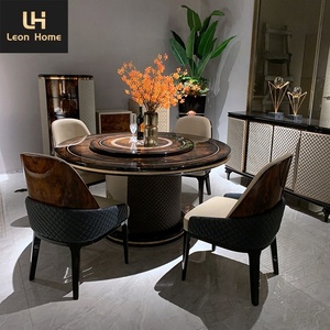 Mesas y sillas de comedor redondas de madera, nuevas y lujosas mesas de comedor con <span class=keywords><strong>Lazy</strong></span> alan - Product Image 1