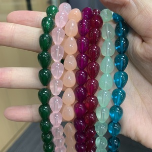Perles en verre transparentes en forme de goutte d'eau, pré-percées, 8x10mm, avec trou central, pour la fabrication de bijoux, bracelets, colliers, boucles d'oreilles, artisanat DIY, vente en gros - Product Image 3