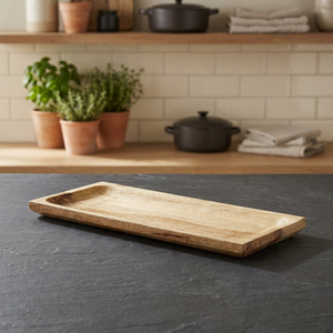 Bandeja Rectangular de Madera para Servir, Diseño Minimalista Hecho a Mano, Plato de Madera Sólida - Product Image 2