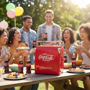 Kotak Pendingin Logam Retro Luar Ruangan 13 Liter Portabel untuk Berkemah, Bepergian, BBQ, RV, Piknik, Pesta, Memancing, Rumah Tangga, Kotak Es - Product Image 5