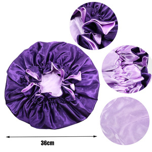Großhandel Custom Designer Logo Hohe Elastizität Doppels chicht Reversible Nachtschlaf kappe Silky Touch Satin Haar wickel hauben - Product Image 3