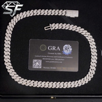 Collier cubain pour homme SF Luxury Fashion Hip Hop, en argent sterling 925, moissanite couleur D VVS, sans nickel, sans plomb, léger