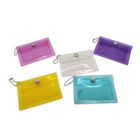Dompet Kartu Wanita Model Ins Girl Tahan Air Transparan PVC Berkilau, Dompet Leher Lipat, Dompet Koin, Sablon UV Coating