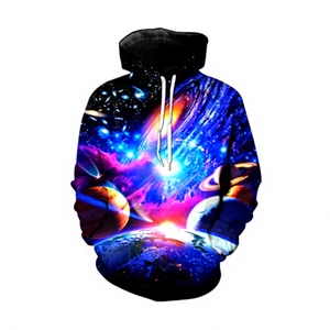 Men's <b>Galaxy</b> Printed <b>Hoodie</b> Regular Fit Casual Knitted Polyester Autumn Streetwear - Product Image 2