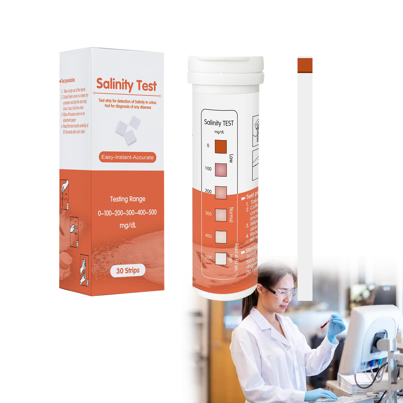 Merydi Accurate Home Use Clinical Analytical Instruments Urine Salinity Test Strips for Detection of Salinity in Urine
