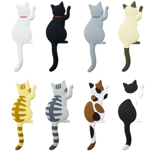 Cute Multi-function Cat Magnetic Refrigerator Sticker Fridge Magnet Hanging Hook 2 in 1 Refrigerator Decal Magnetic Sticker