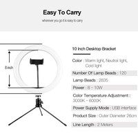 Lampu cincin bundar LED 10 "26cm terlaris cahaya pengisi untuk riasan, foto, Video & penggunaan Studio langsung