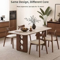 Ensemble de table à manger extensible moderne, structure en bois massif, plateau en marbre rectangulaire, meubles pour la maison, l'appartement, l'hôtel