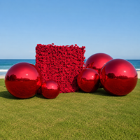 Boules miroir gonflables rouges, sphères métalliques brillantes pour la décoration de fêtes et d'événements