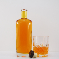500ml Plat Large Bouche Super Flint Vide Transparent Vodka Tequila Whisky Rhum Gin Bouteilles En Verre En Gros
