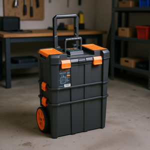 Boîte à outils en plastique Truper 19 x 25 pouces avec roues, étanche, rangement amovible 3 en 1, fermeture à loquet, capacité jusqu'à 60 L, utilisation en garage - Product Image 2