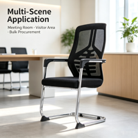 Chaise de bureau exécutive réglable avec accoudoirs, base chromée, dossier en maille solide, pivotante, tissu extensible, minimaliste