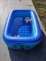 Piscine gonflable pour enfants, en PVC, fond à bulles, 1,5 m, imprimé plage, petite taille, forme rectangulaire