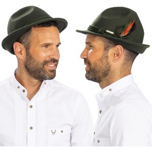 Chapeau bavarois traditionnel pour homme, 100% feutre de laine, vert, style alpin autrichien, avec plume d'oiseau, pour l'Oktoberfest. - Product Image 1