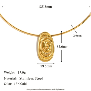 Châu Âu Và Mỹ Phong Cách Thời Trang Pháp Hình Học Dây Chuyền, Thép Không Gỉ Mạ Với 18K Vàng, Retro Conch Vòng Bông Tai - Product Image 6