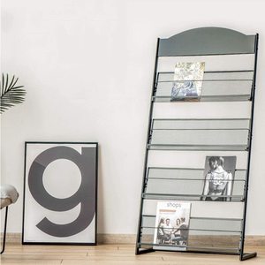Porte-revues moderne en fer forgé pour le rangement et la présentation de journaux, brochures et livres, meuble de bureau et de salon - Product Image 2