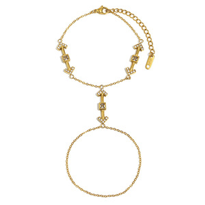 Set di Anelli a Freccia in <span class=keywords><strong>Acciaio</strong></span> Inossidabile Placcato Oro 18K, <span class=keywords><strong>Bracciale</strong></span> a Catena per Nocche, Gioielli da Mano Creativi in Stile Ins per Donne, Regalo Boho - Product Image 5